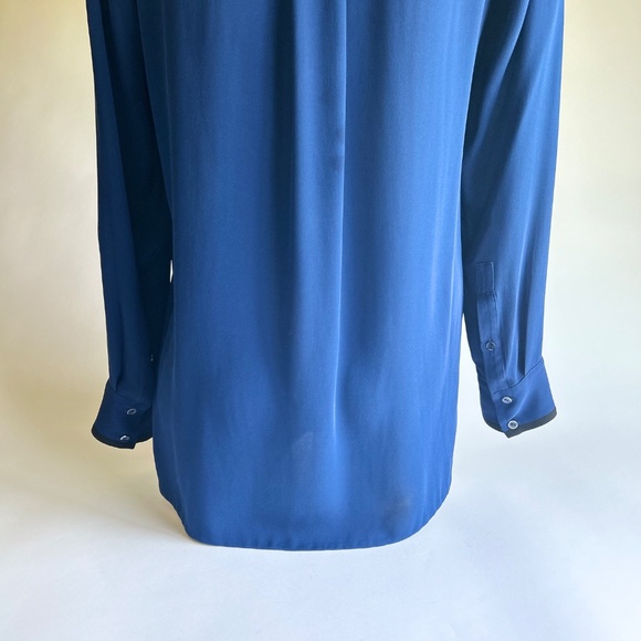 Vince Blue Black Polyester Long Sleeve Blouse size 8 - Picture 8 of 12